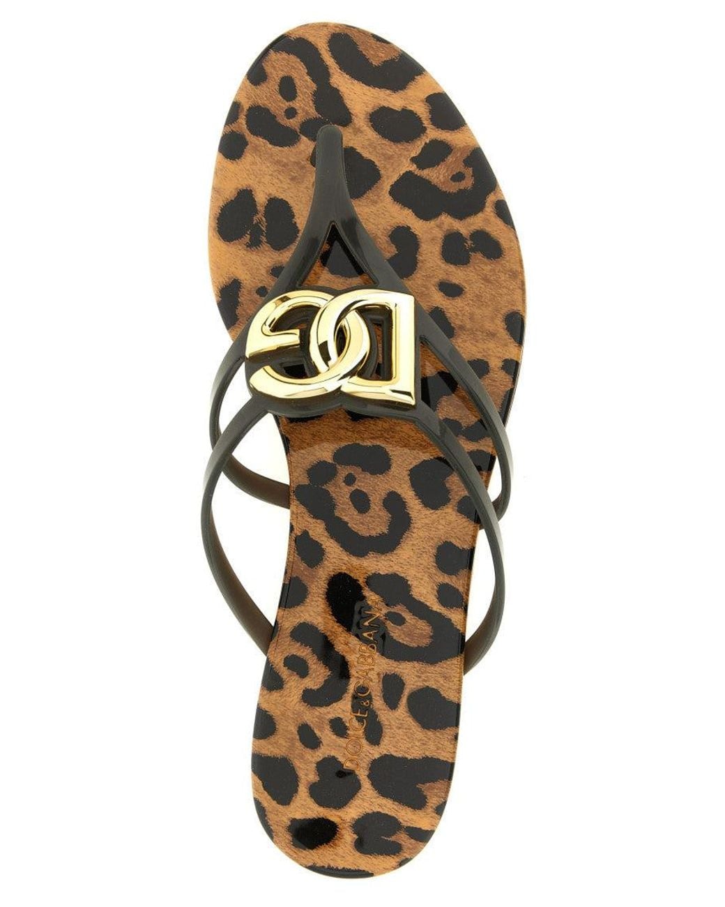 Dolce & Gabbana Black Print Slip On Sandals