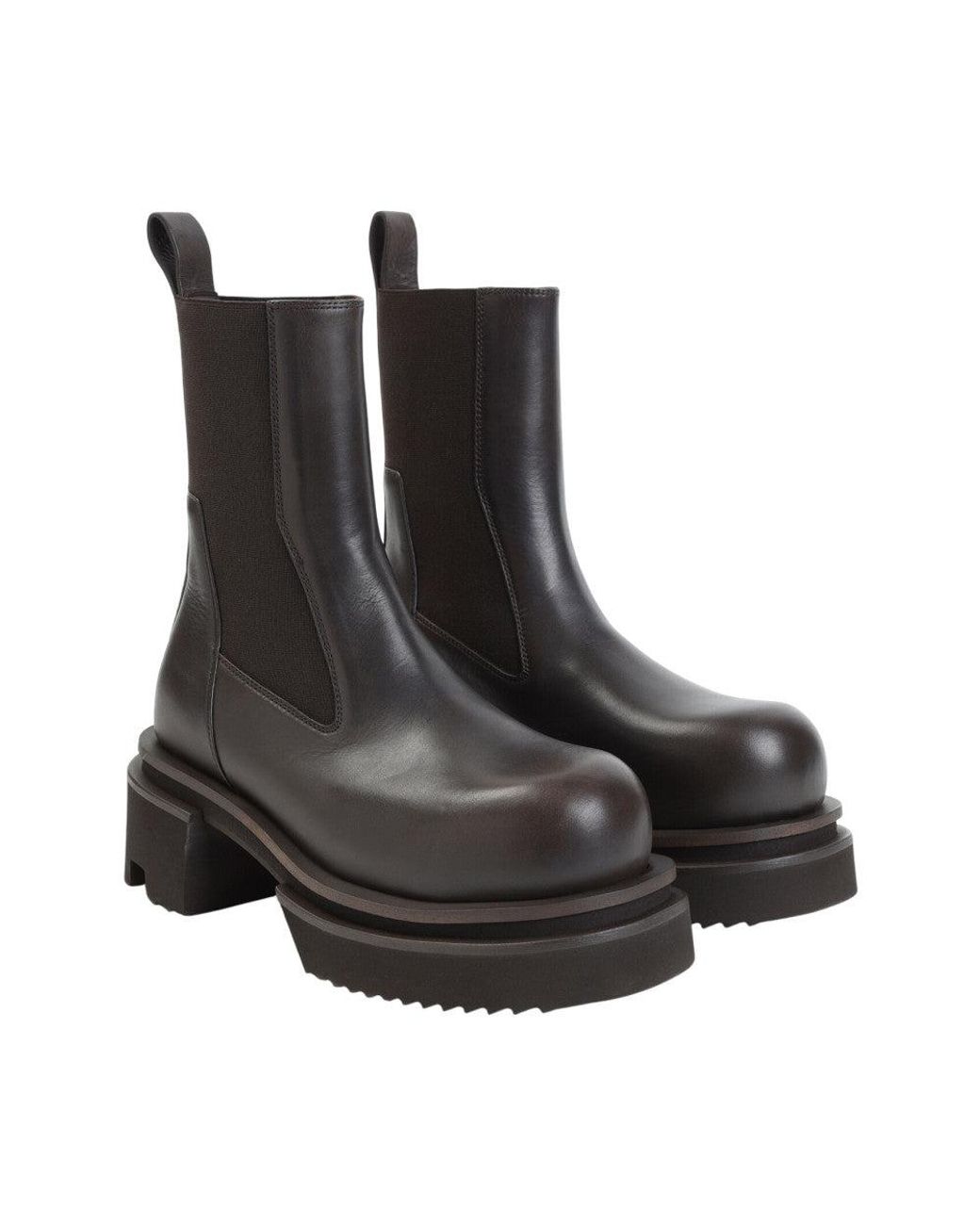 Rick Owens Black Leather Beatle Boots