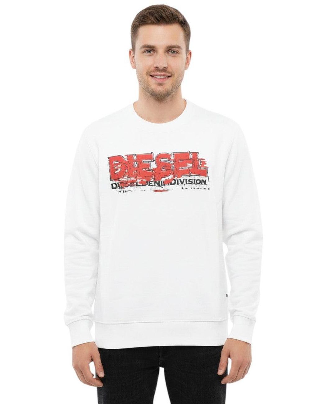 DIESEL White Crew Neck Sweatshirt for men