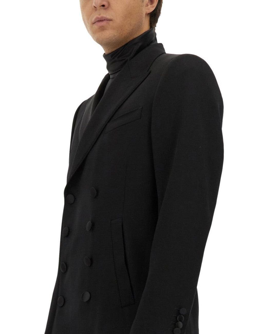 Dolce & Gabbana Black Peaked Lapel Blazer for men
