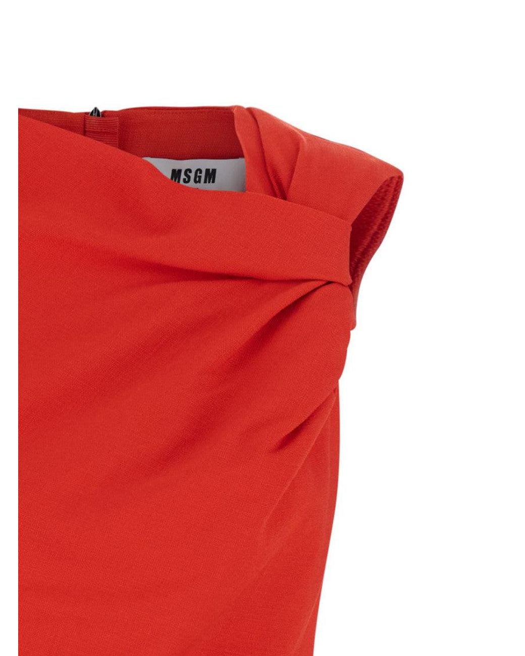 MSGM Red Cowl Neck Mini Dress