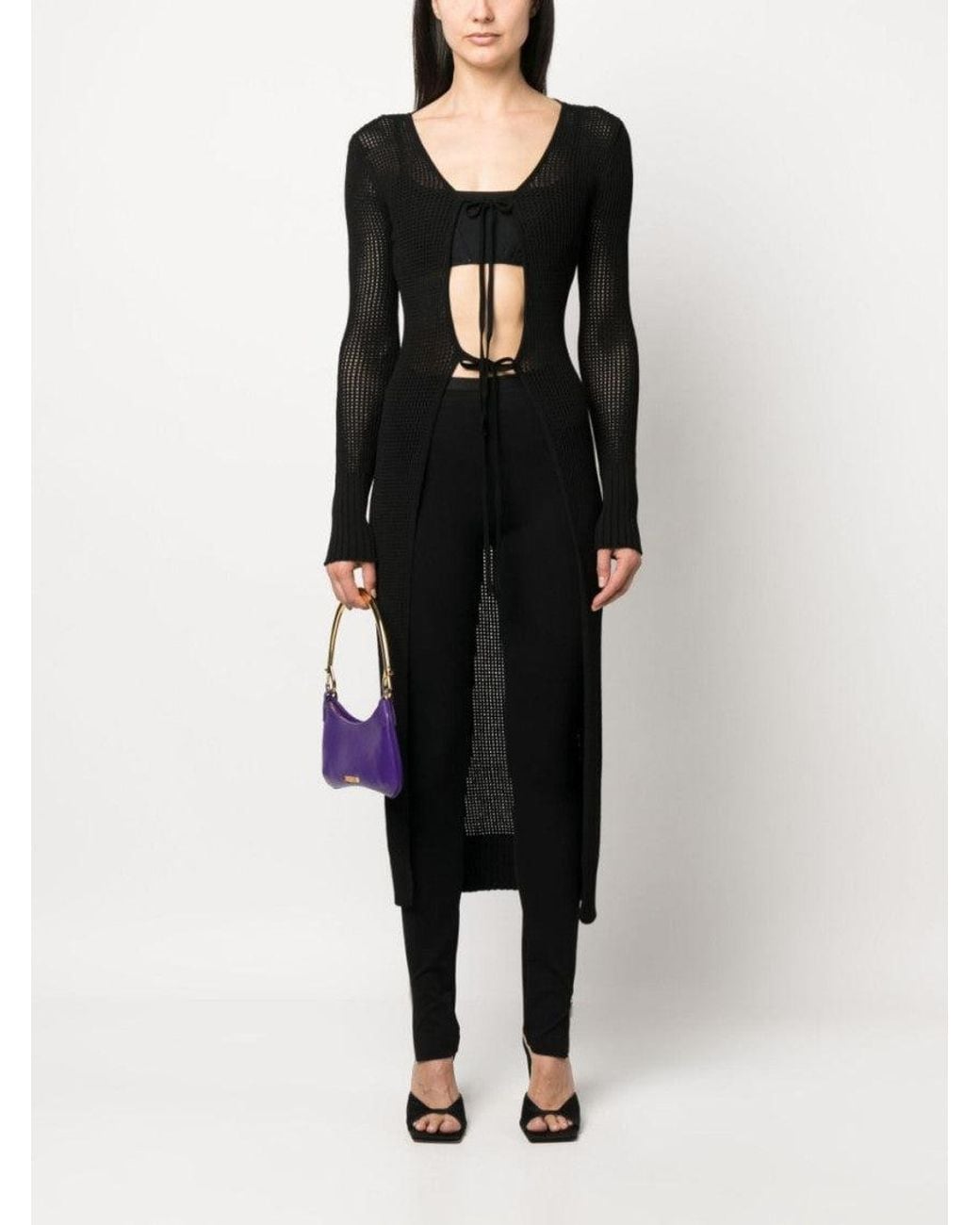 ANDREADAMO Black Knit Long Cardigan
