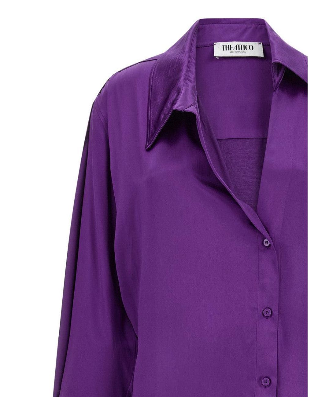 The Attico Purple Shirt Collar Midi Dress