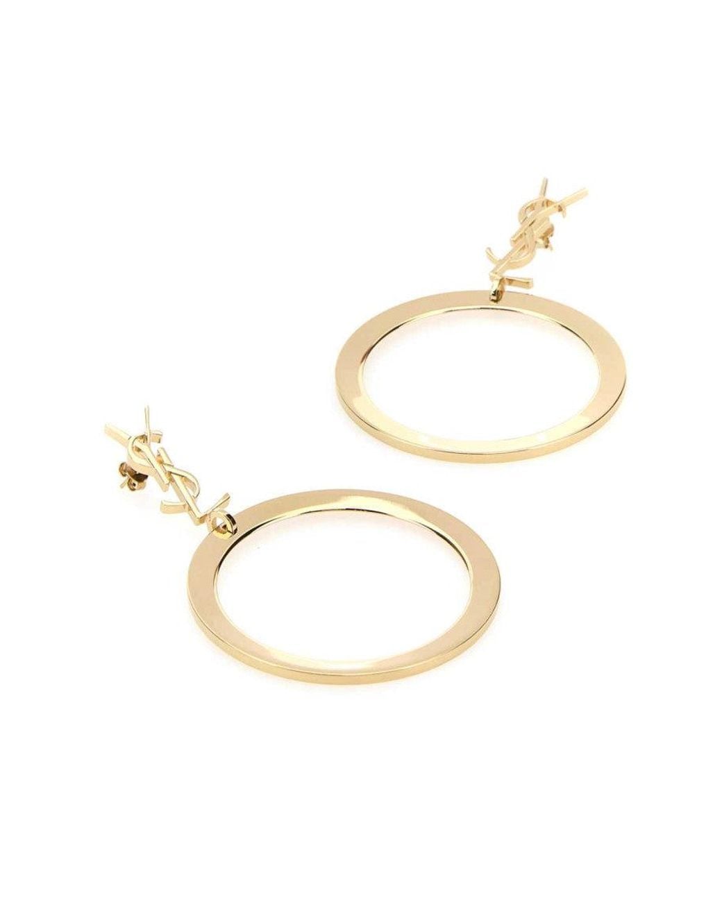 Saint Laurent Metallic Golden Cassandra Hoop Earrings