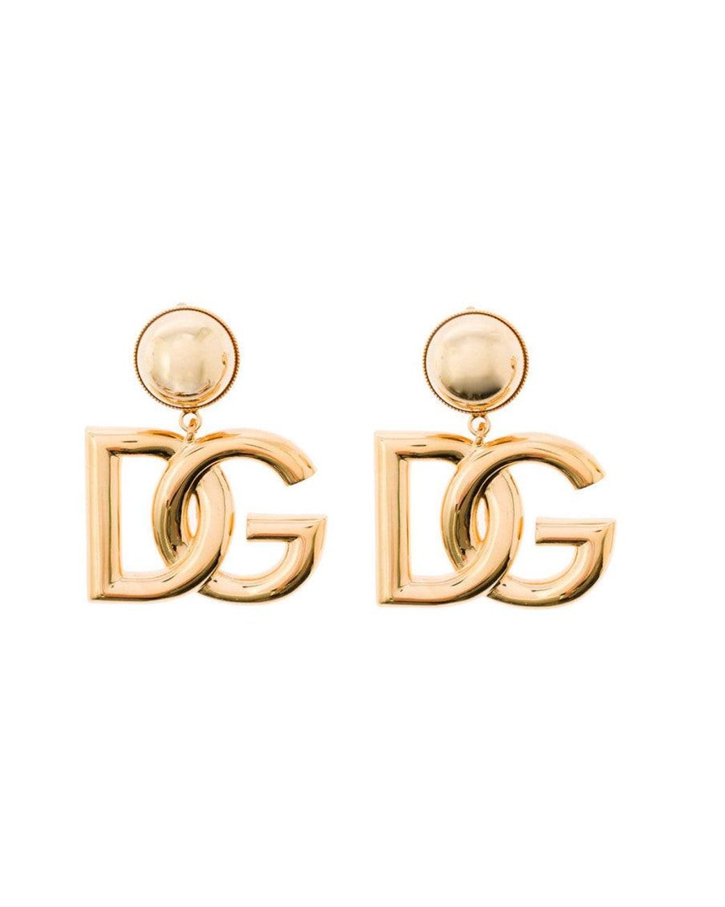 Dolce & Gabbana Metallic Golden Logo Earrings