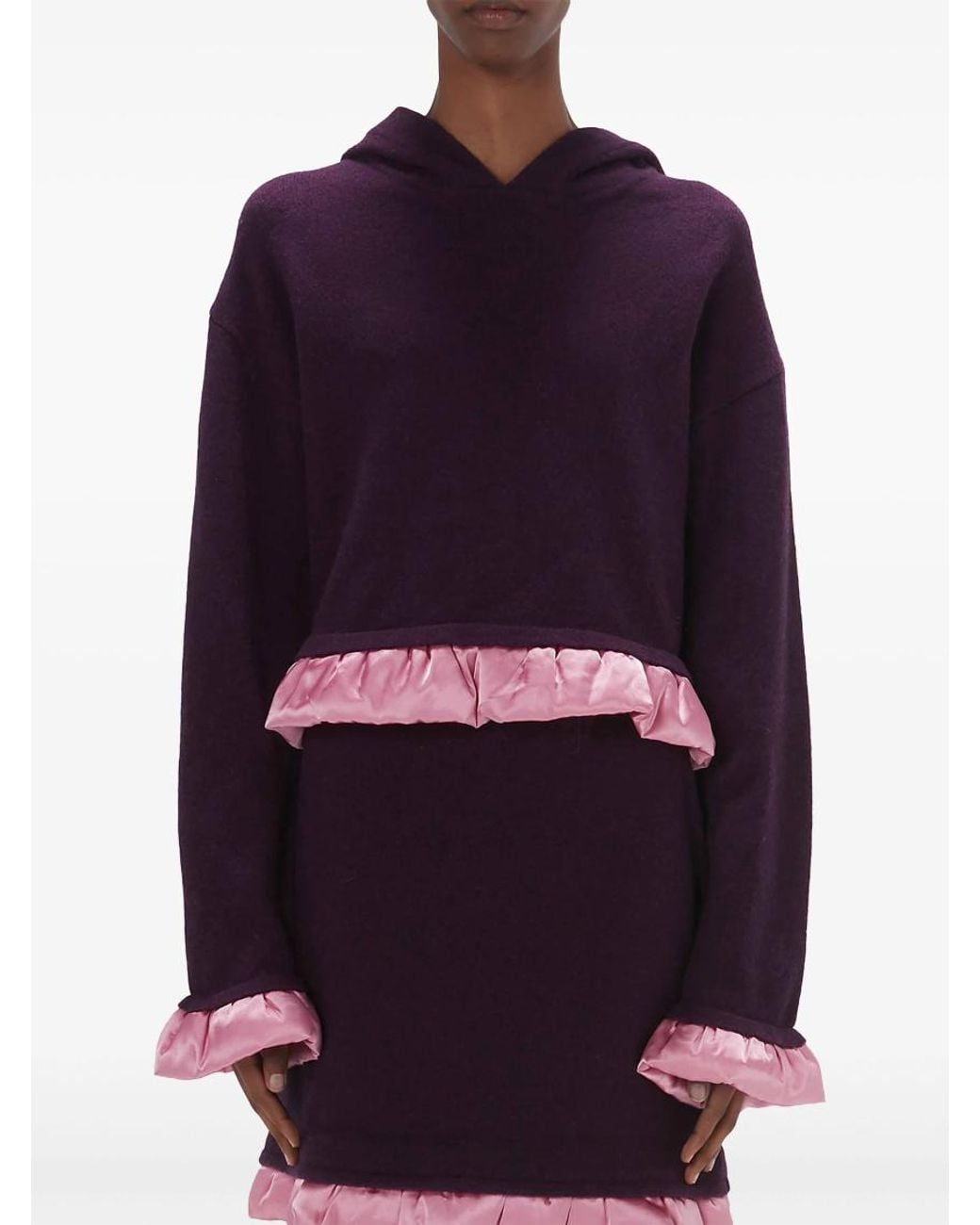 J.W. Anderson Purple Satin-Trimmed Cropped Hoodie