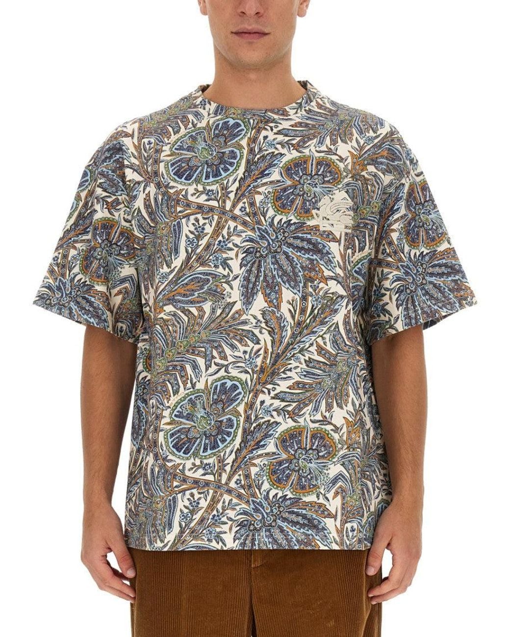 Etro Gray Floral T-Shirt for men