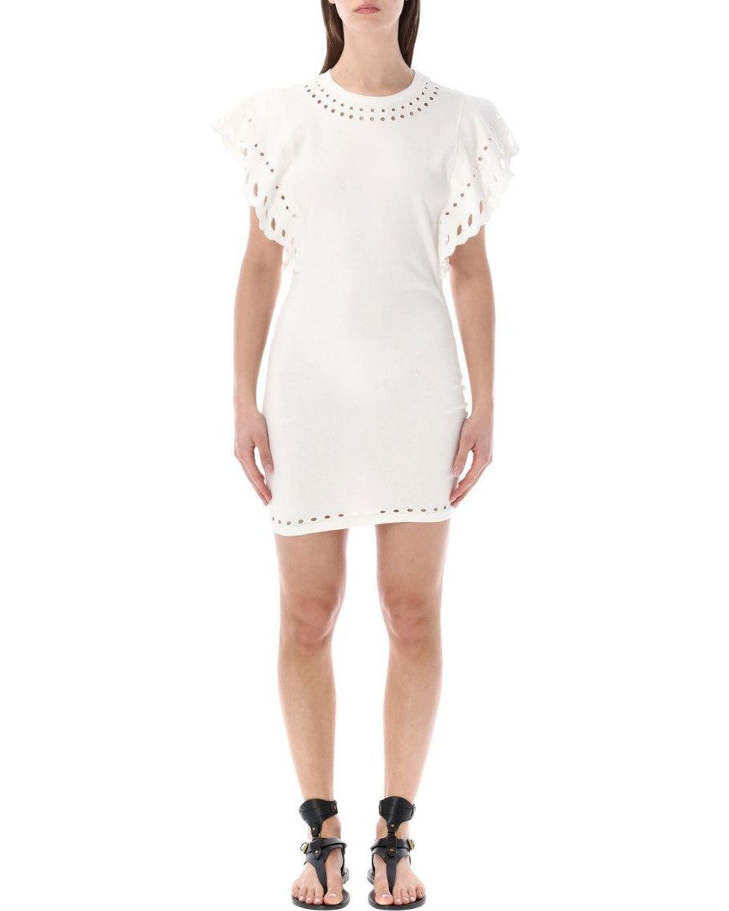 Isabel Marant White Round Neck Mini Dress