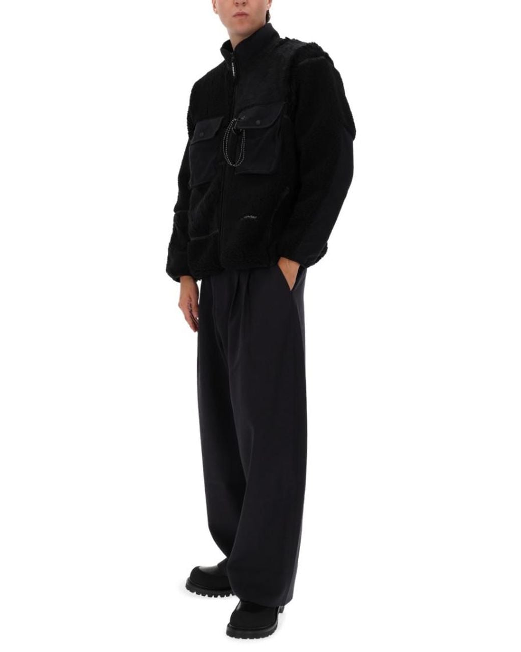 And Wander Black Mock Collar Jacket for men