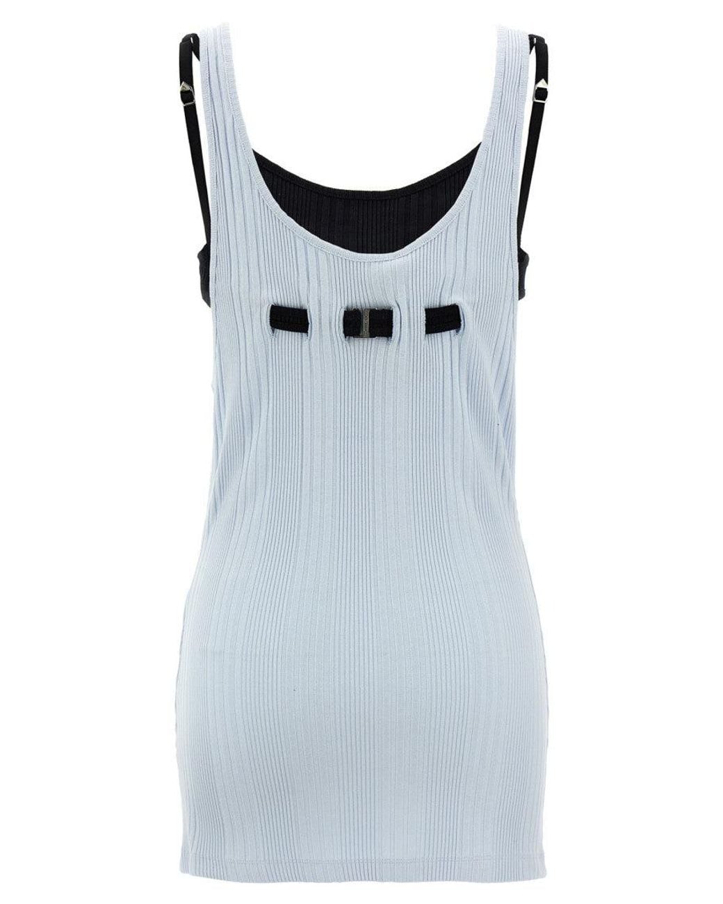 The Attico Blue Light Logo Ribbed Top