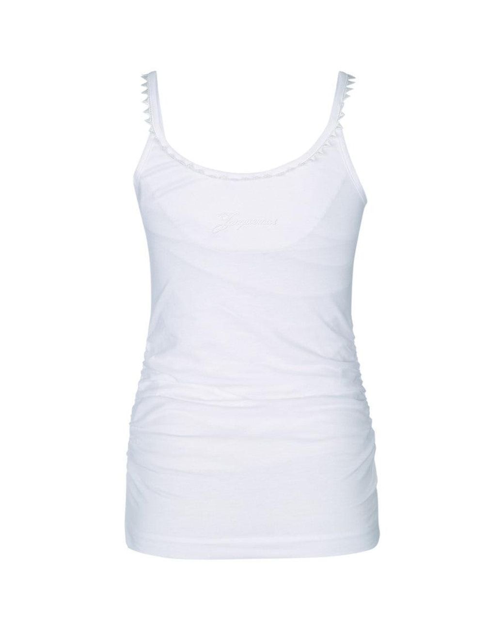 Jacquemus White Solid Scoop Neck Top