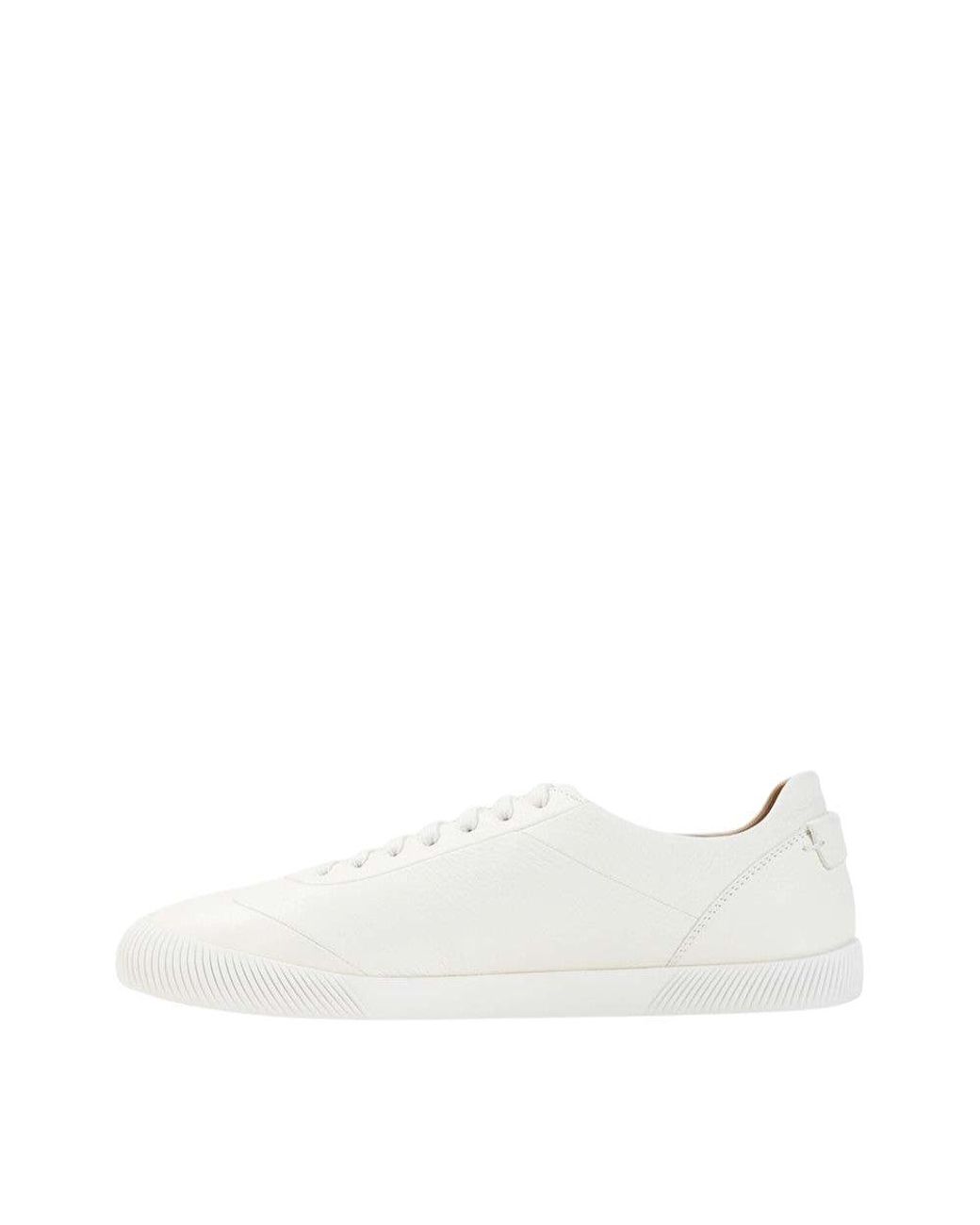 Giorgio Armani White Embossed Logo Leather Sneakers for men