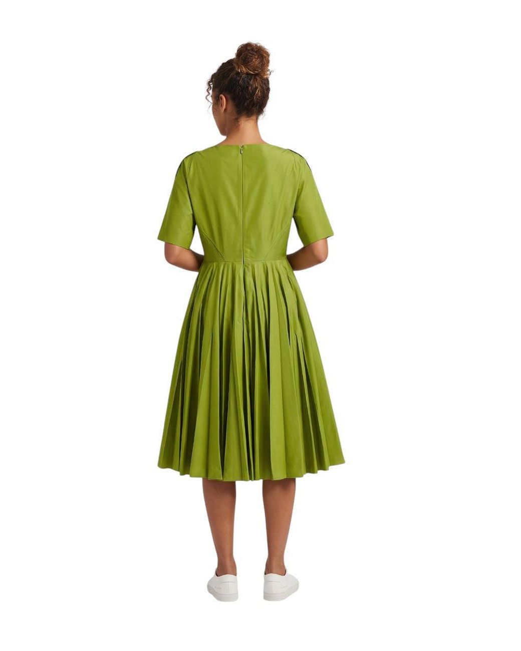 Prada Green Boat Neck Knee Length Dress