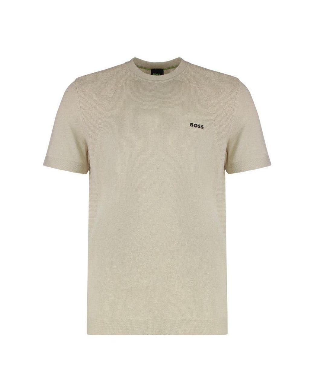 Boss Natural Crewneck Embroidered Logo T-Shirt for men