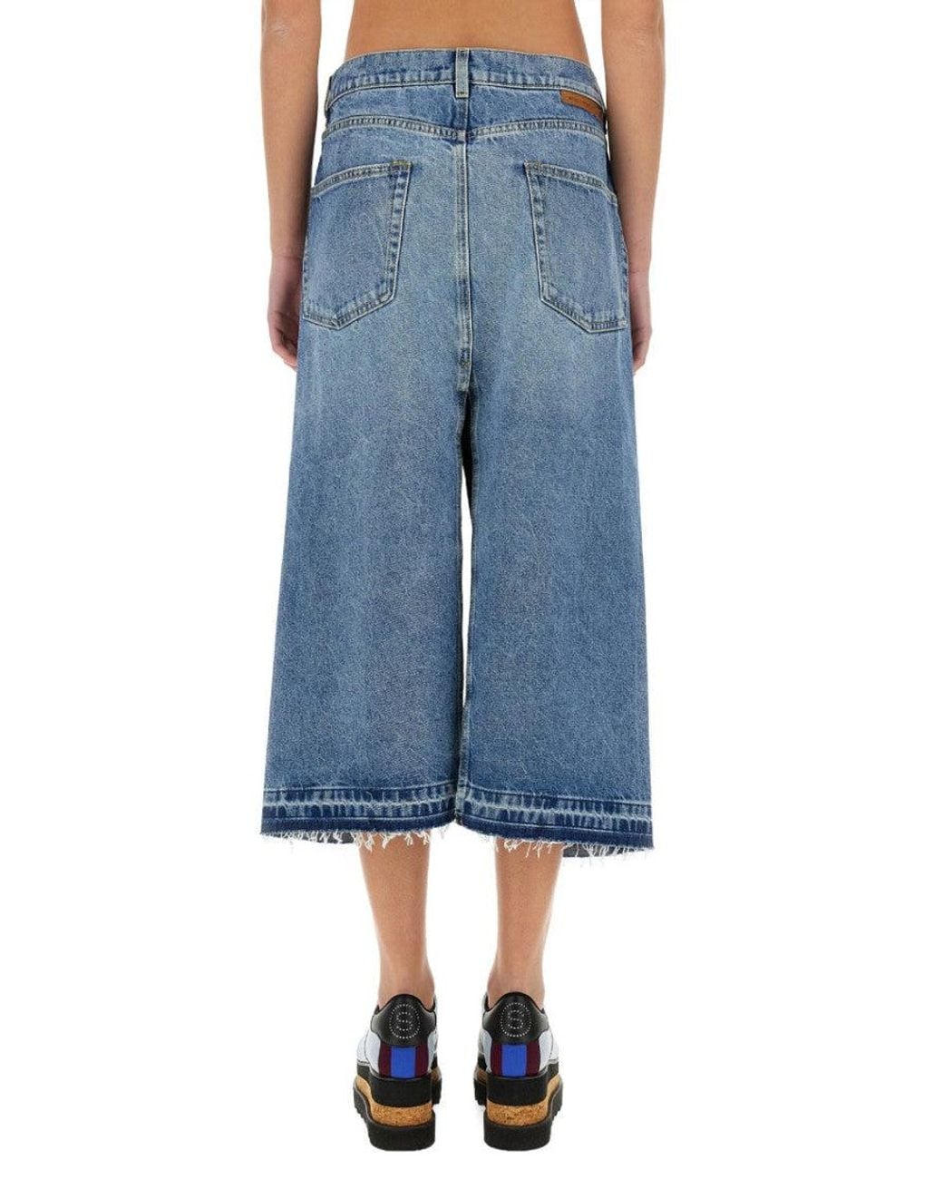 Stella McCartney Blue Denim Color Block Midi Skirt