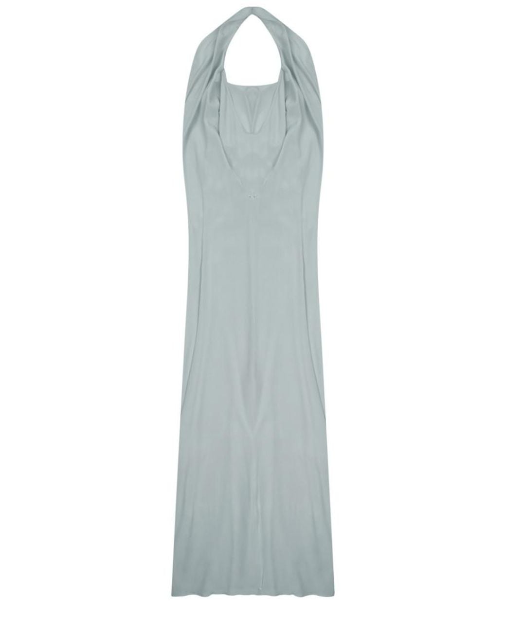 Alysi Blue Solid Halter Neck Maxi Dress