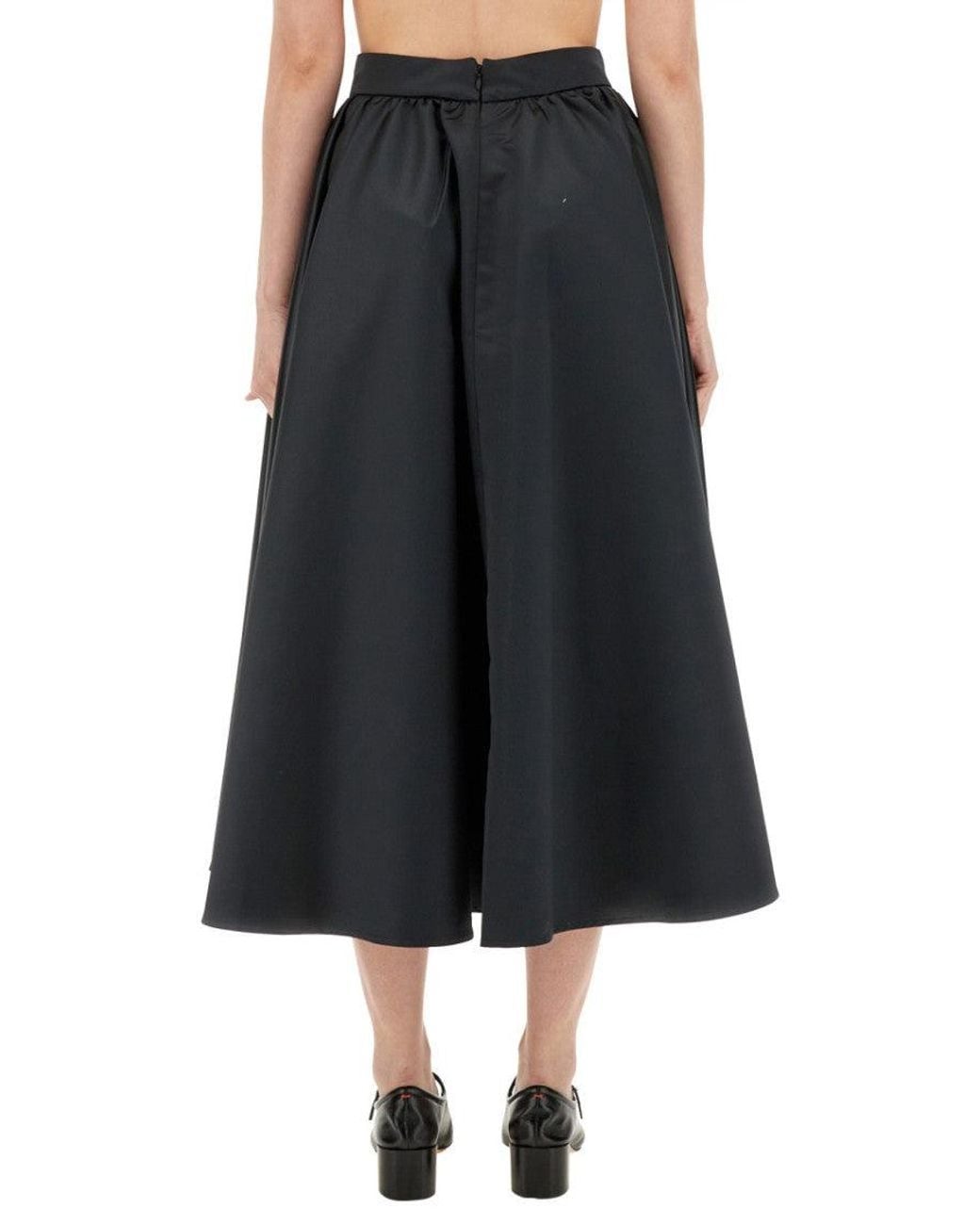 Patou Black Solid Midi Skirt