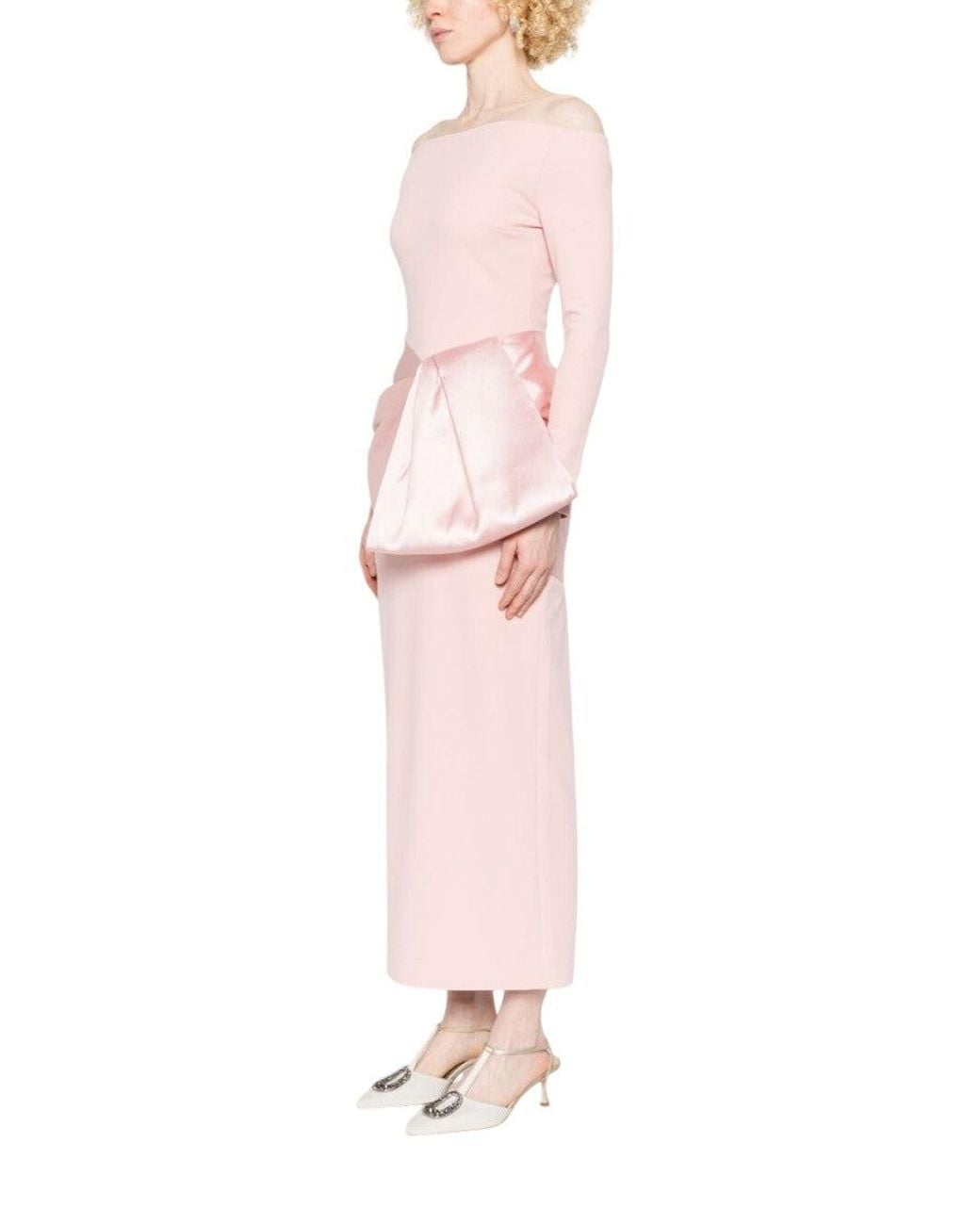 Solace London Pink Off Shoulder Midi Dress