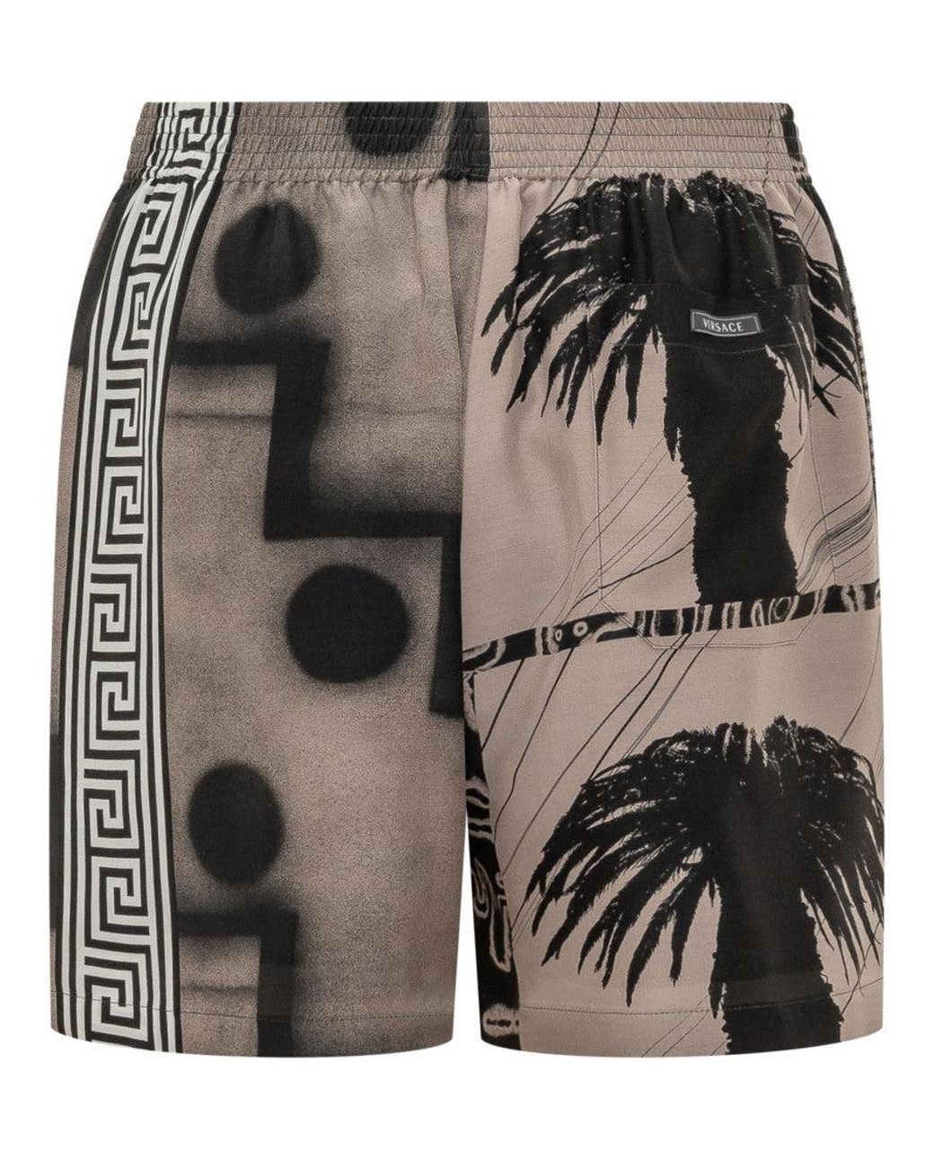 Versace Black Graphic Print Shorts for men