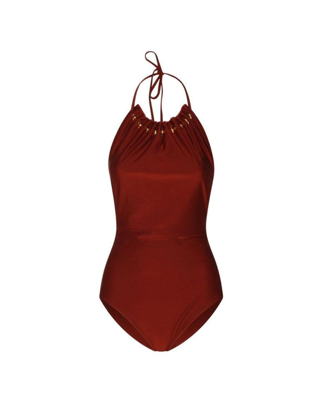 Zimmermann Red Halter Neck Solid Swimwear