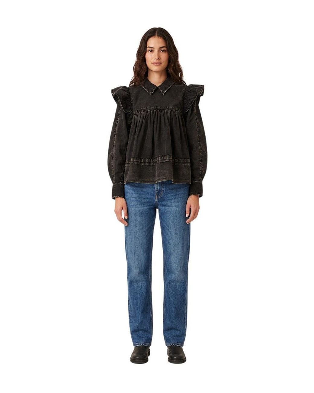 Ganni Black Regular Solid Top