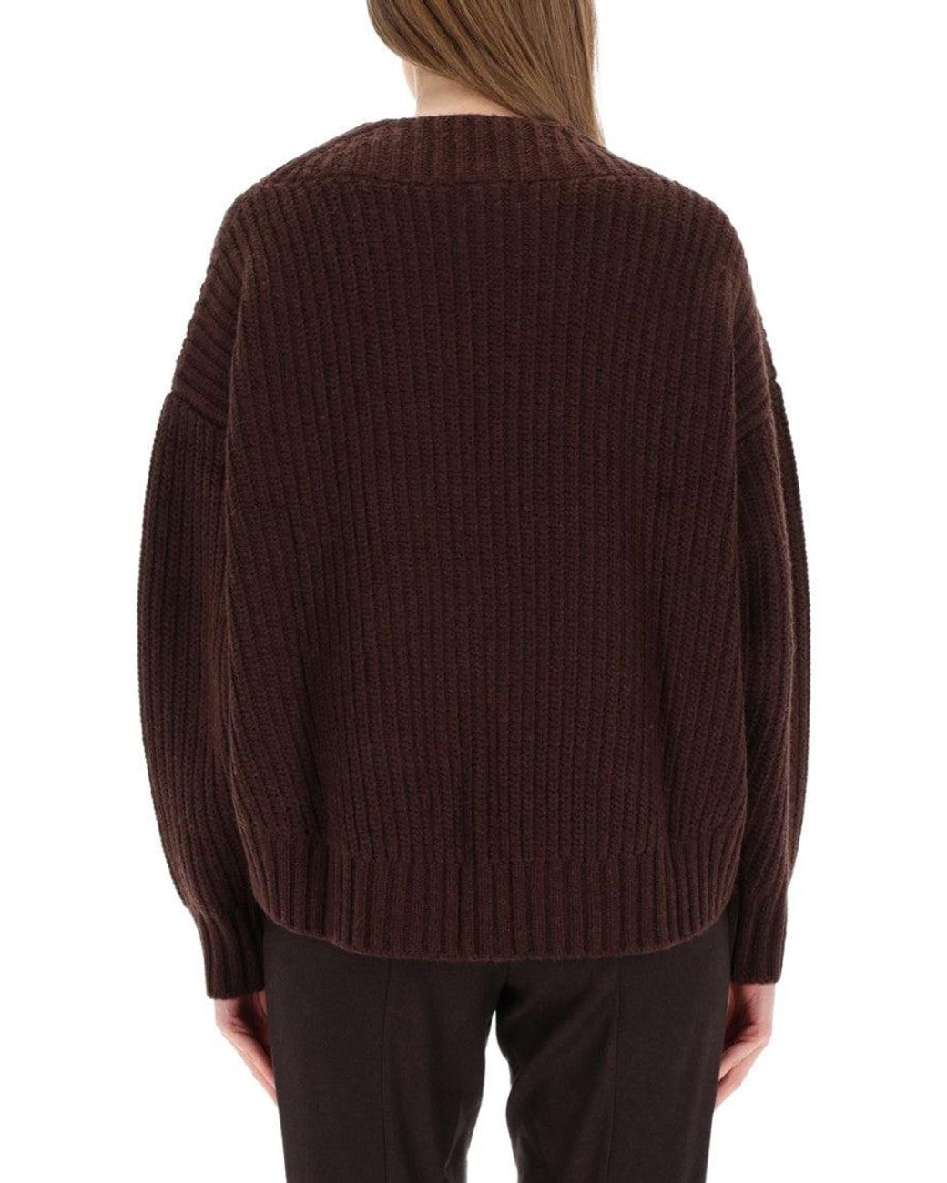Staud Brown Knitted Round Neck Sweater