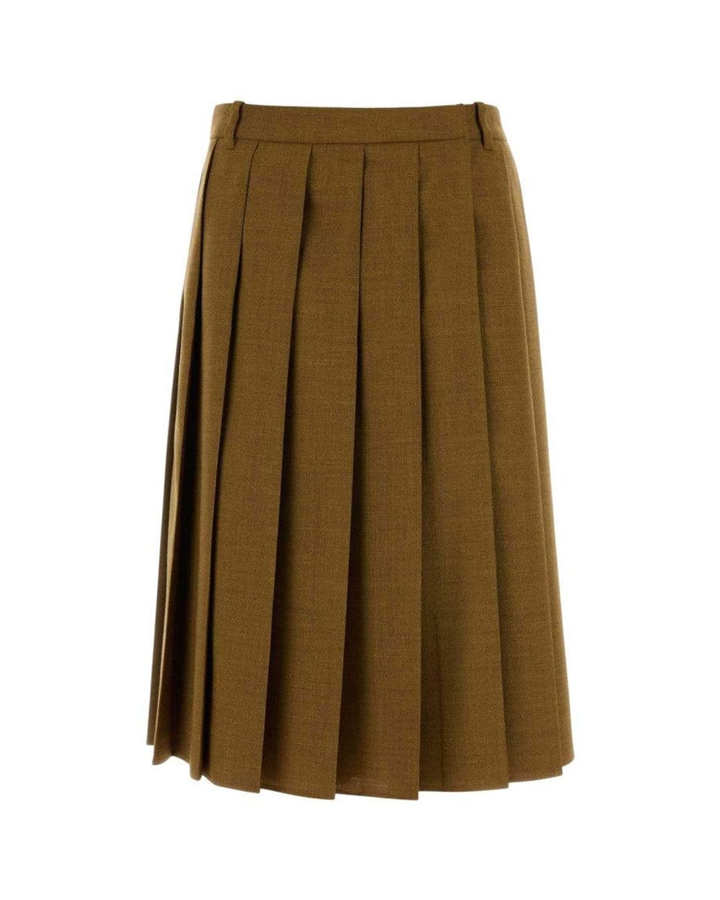 Prada Green Pleated Midi Skirt