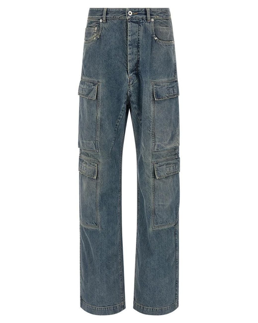Rick Owens Blue Mid Rise Jeans for men