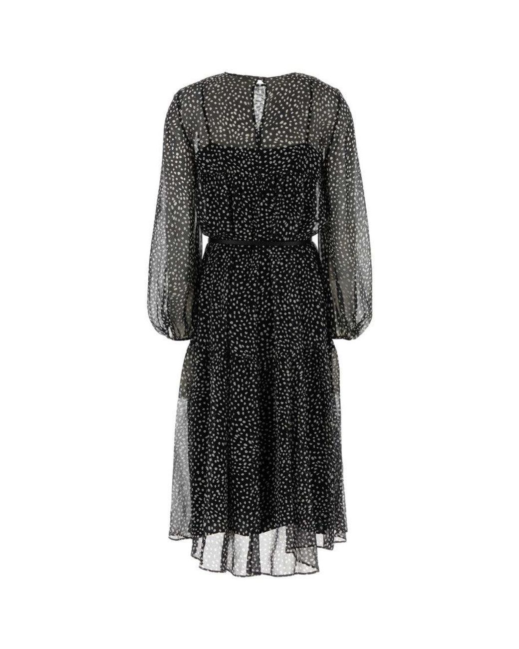 Max Mara Black Printed Silk Campo Dress