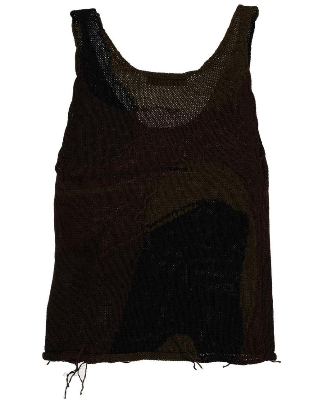 Our Legacy Black Abstract Scoop Neck Top