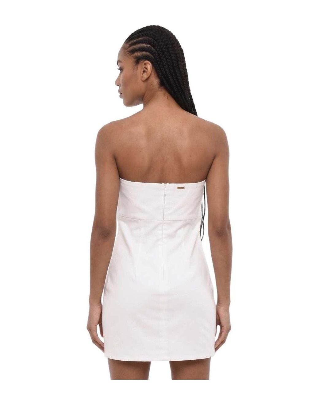 DSquared² White Solid Strapless Mini Dress