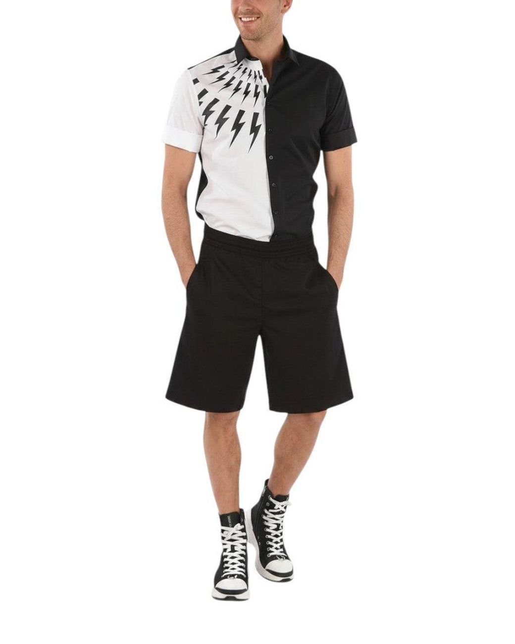 Neil Barrett Black Relaxed Solid Shorts for men