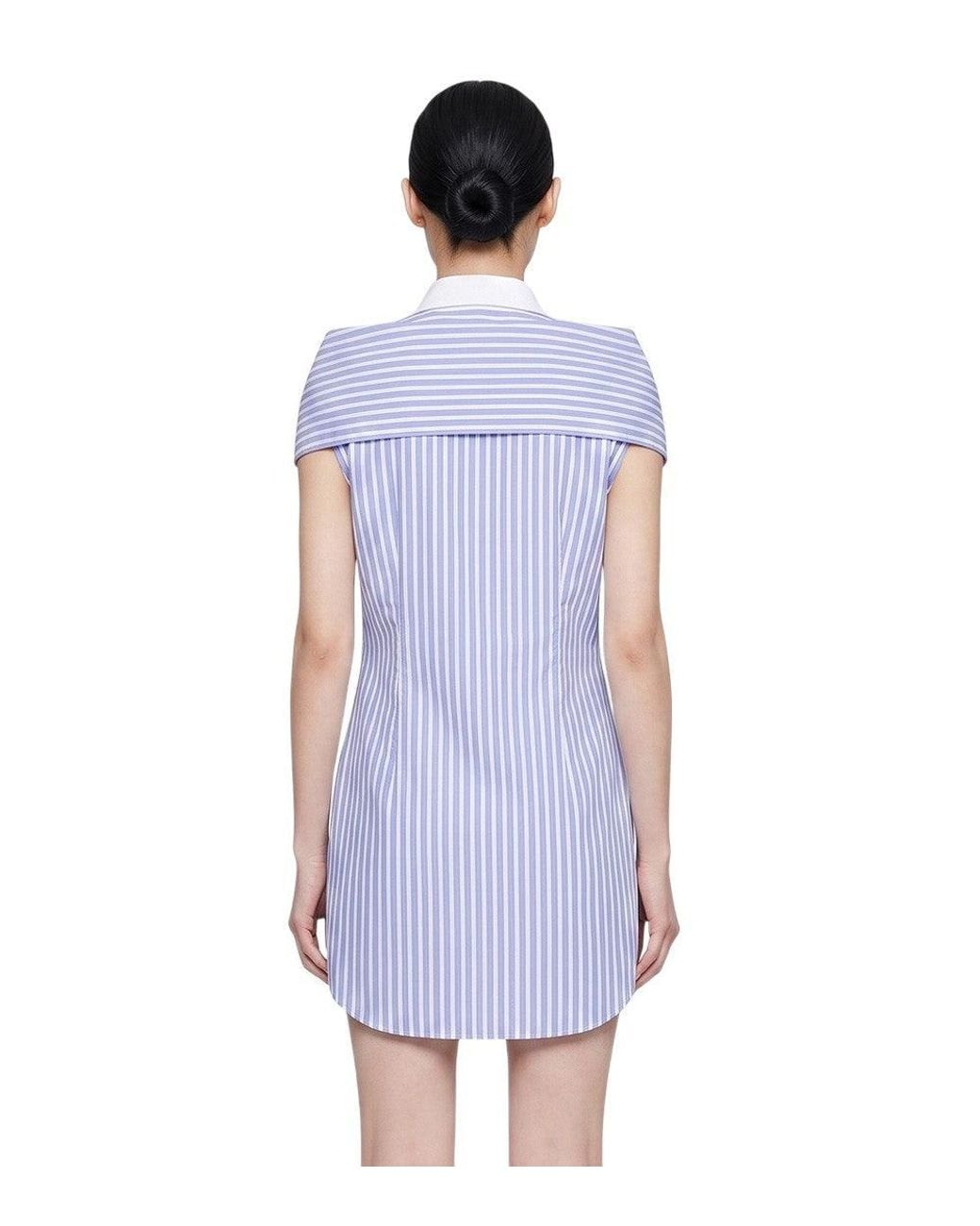DSquared² Blue Stripes Shirt Collar Mini Dress