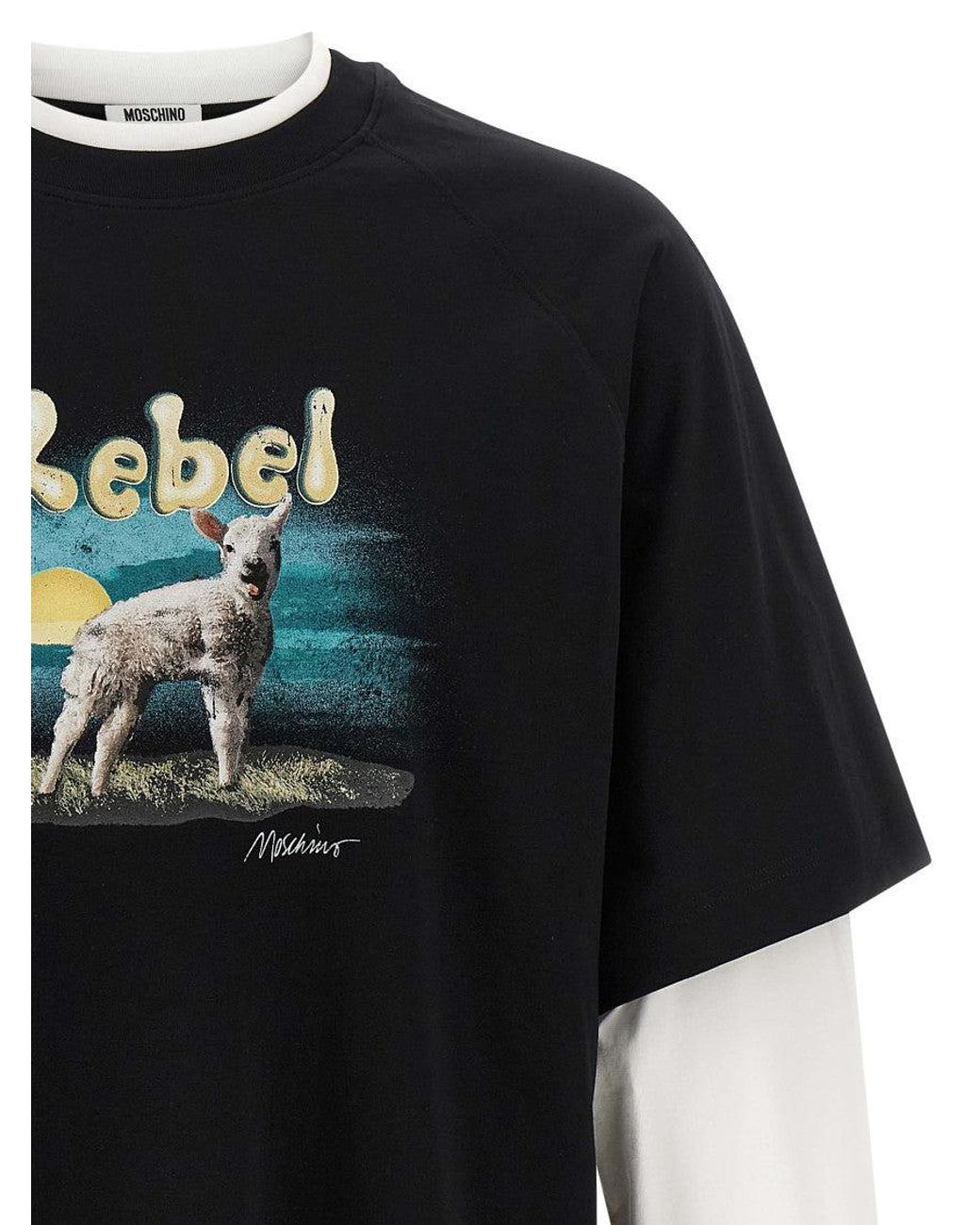 Moschino Black Double Layer 'Rebel' T-Shirt for men