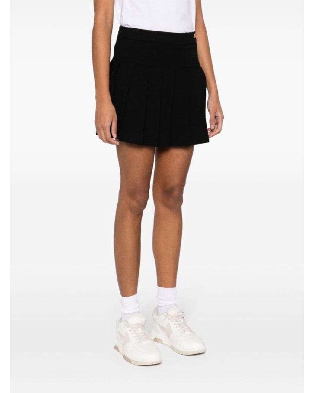 Palm Angels Black Monogram Pleated Skirt