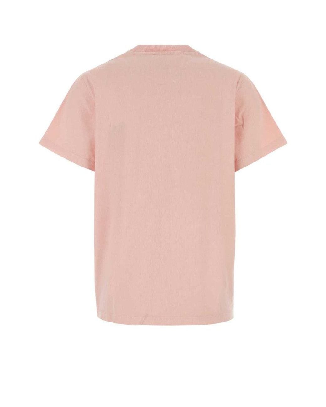Ganni Pink Light Crew Neck Graphic Print T-Shirt