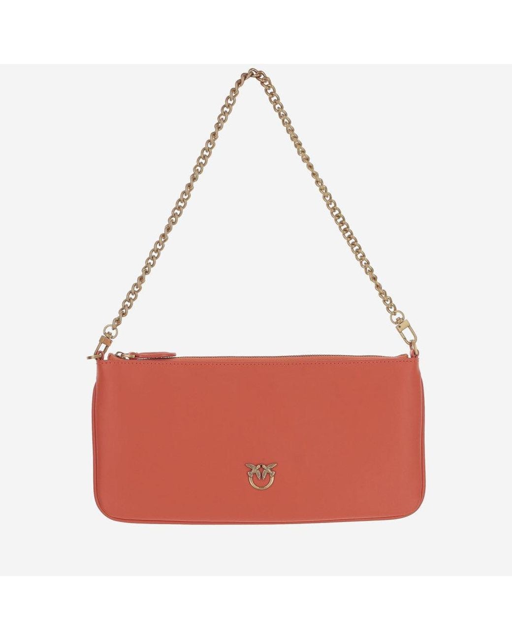 Pinko Red Logo Leather Clutch