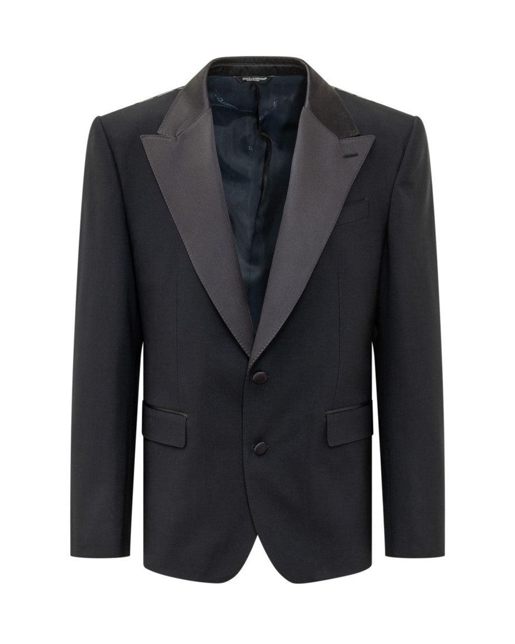 Dolce & Gabbana Blue Solid Peaked Lapel Suit for men