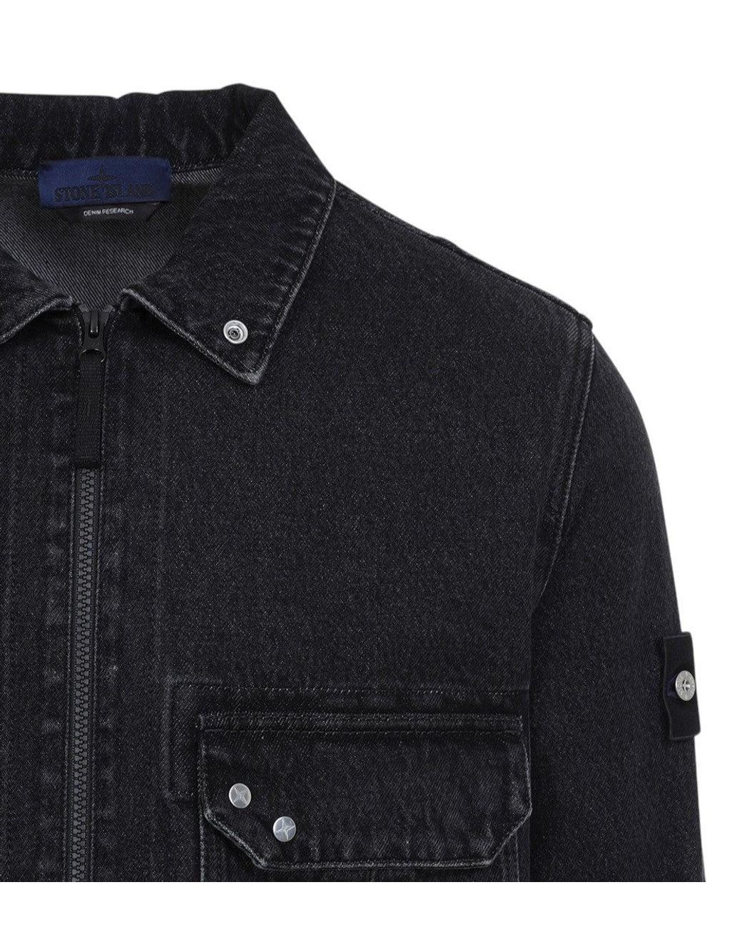 Stone Island Blue Regular Shirt Jacket for men