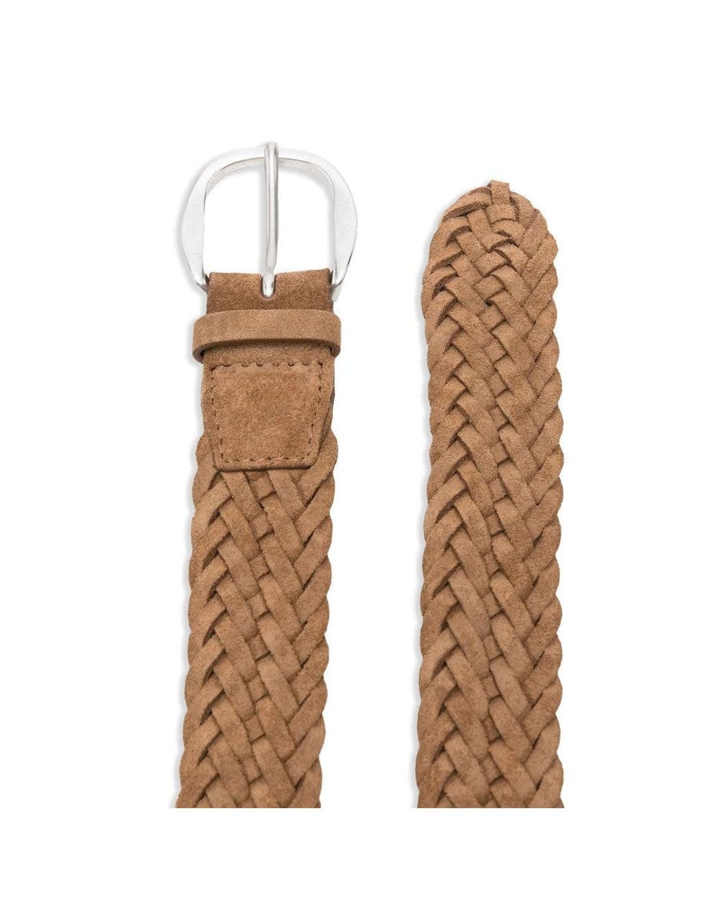 Orciani Brown Braided Buckle Belt for men