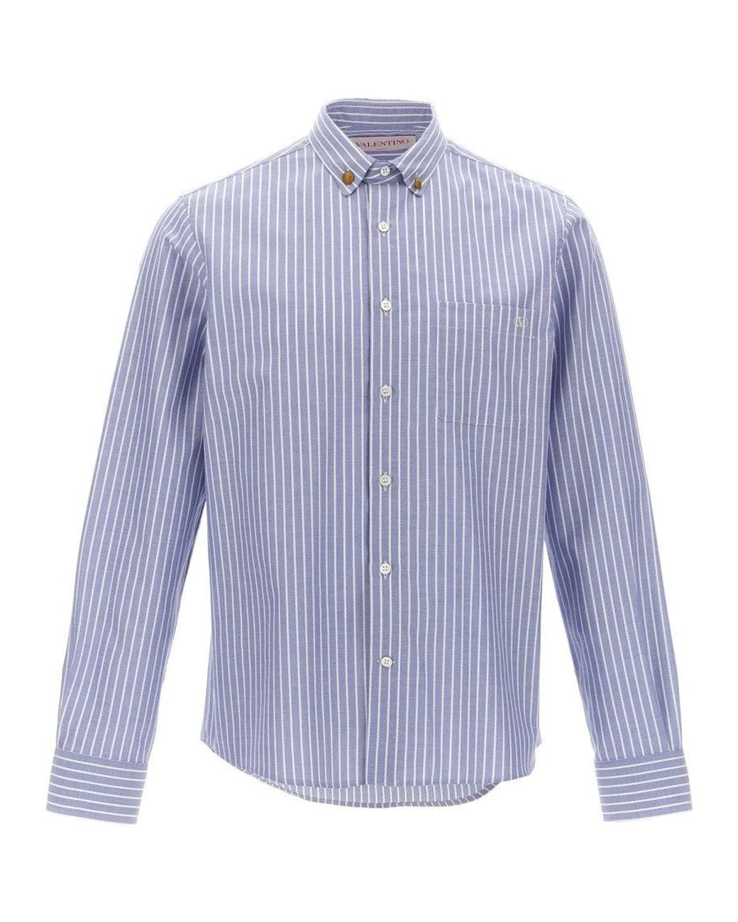 Valentino Blue Light Striped Shirt for men