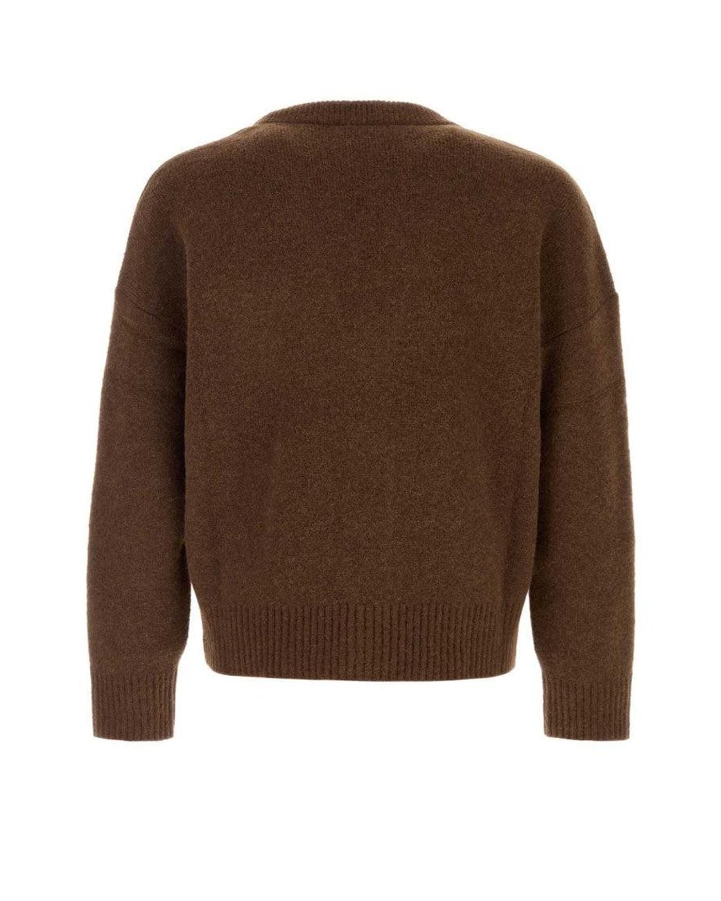 AMI Brown V Neck Cardigan for men