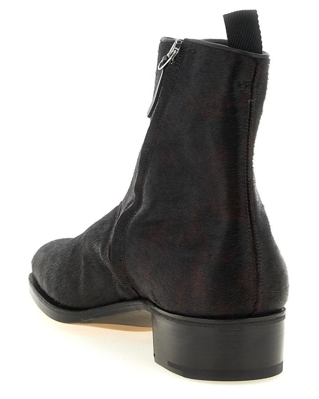 John Lobb Black 'Freddi Bristle Hide' Ankle Boots for men