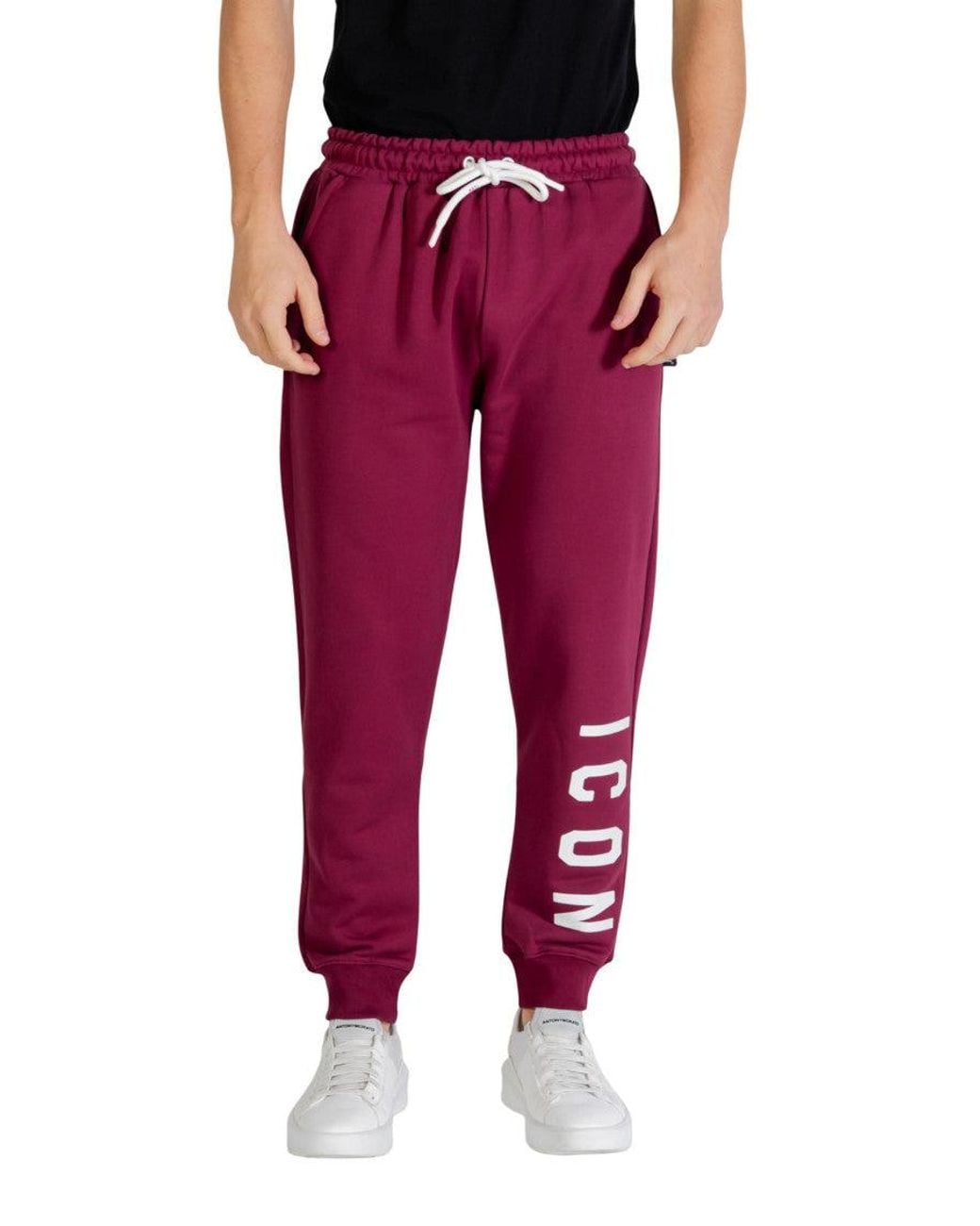 ICON DENIM Red Drawstring Joggers for men