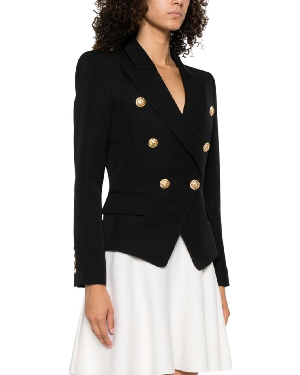 Balmain Black Grain De Poudre 6-Button Tailored Jacket