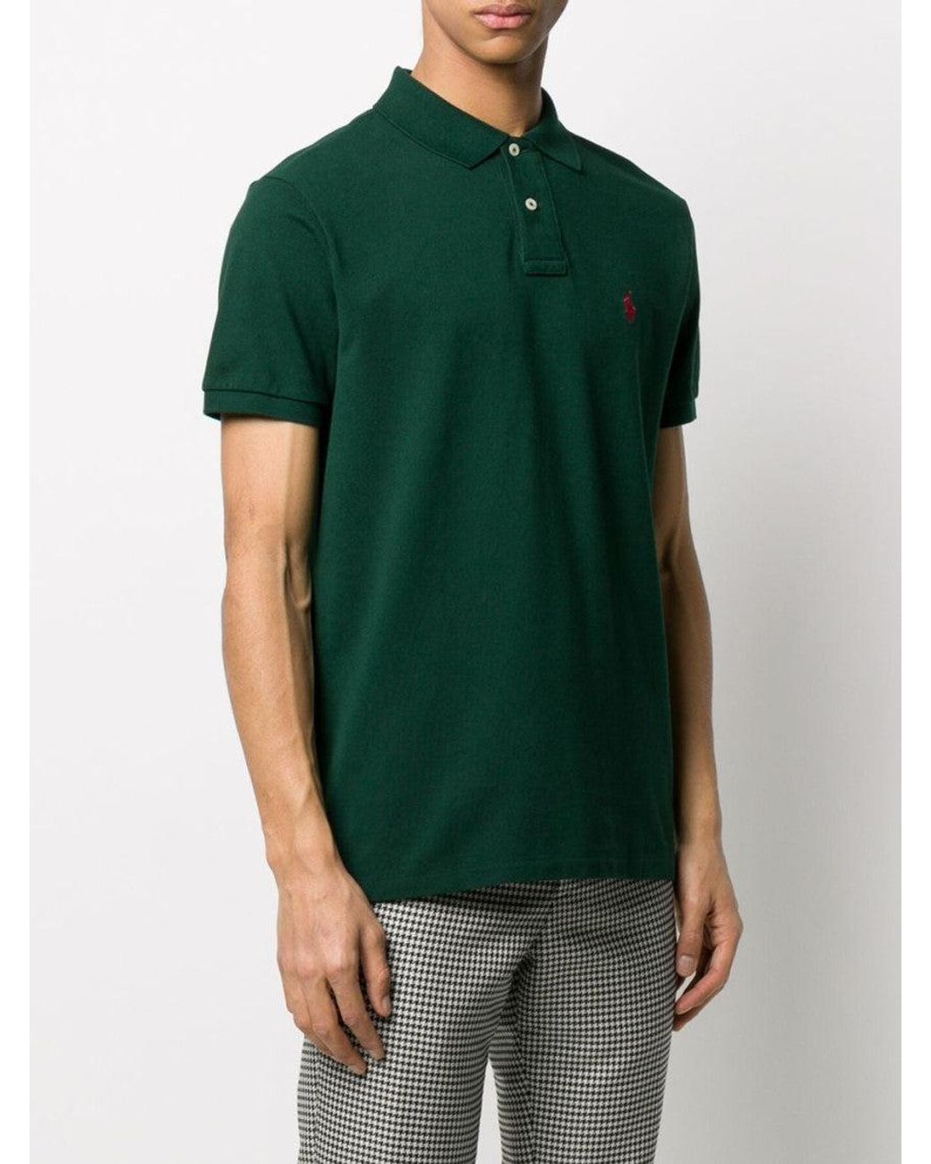 Polo Ralph Lauren Green Dark Embroidered Logo Polo Shirt for men