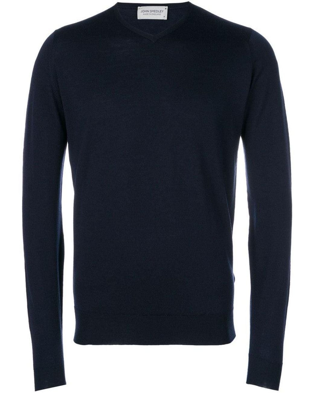 John Smedley Blue V-Neck Sweater for men