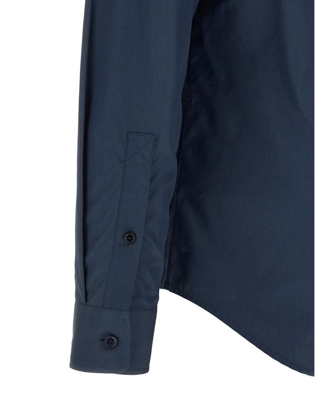 Burberry Blue Cotton Poplin Shirt for men