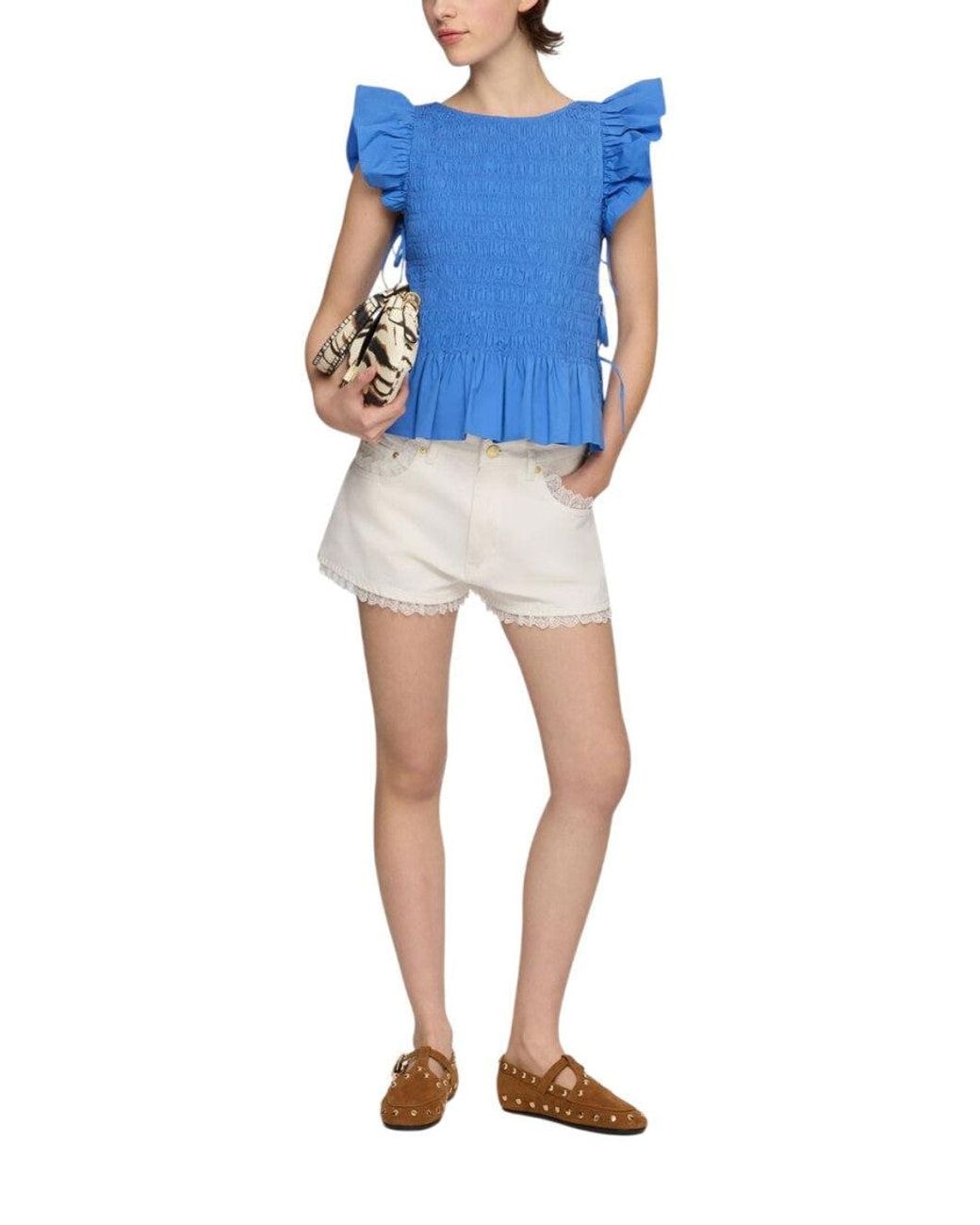 Ganni Blue Round Neck Top