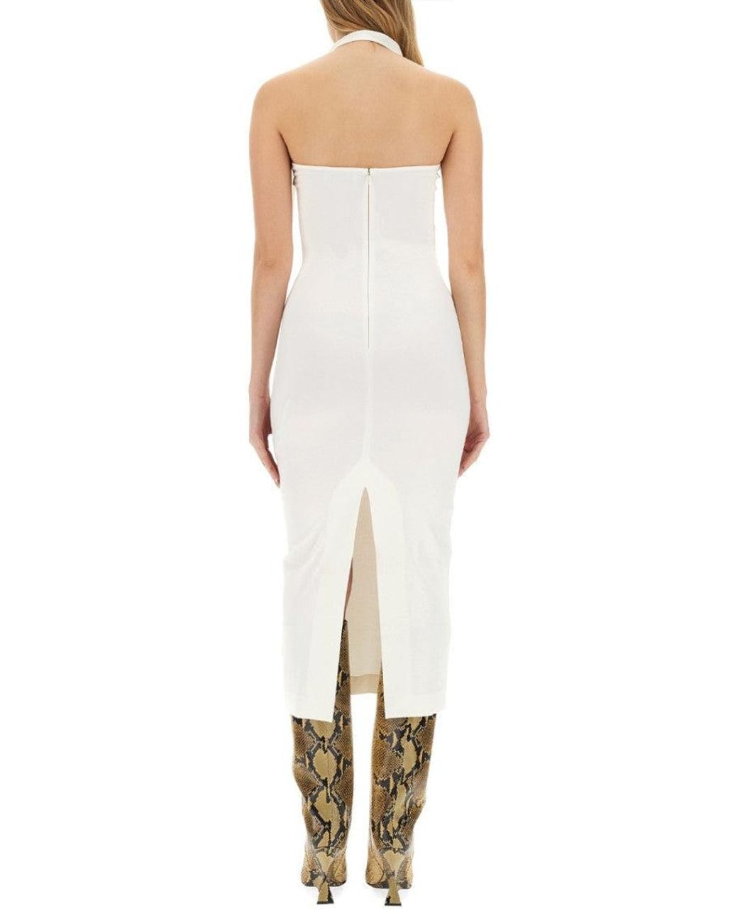 The Attico White Square Neck Midi Dress